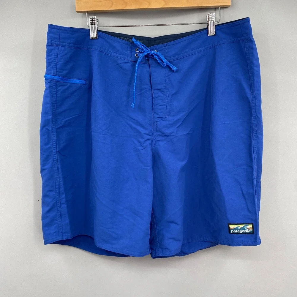 Patagonia Wavefarer Board Shorts Mens 38 Blue Recycled Nylon Swim Trunks Surf